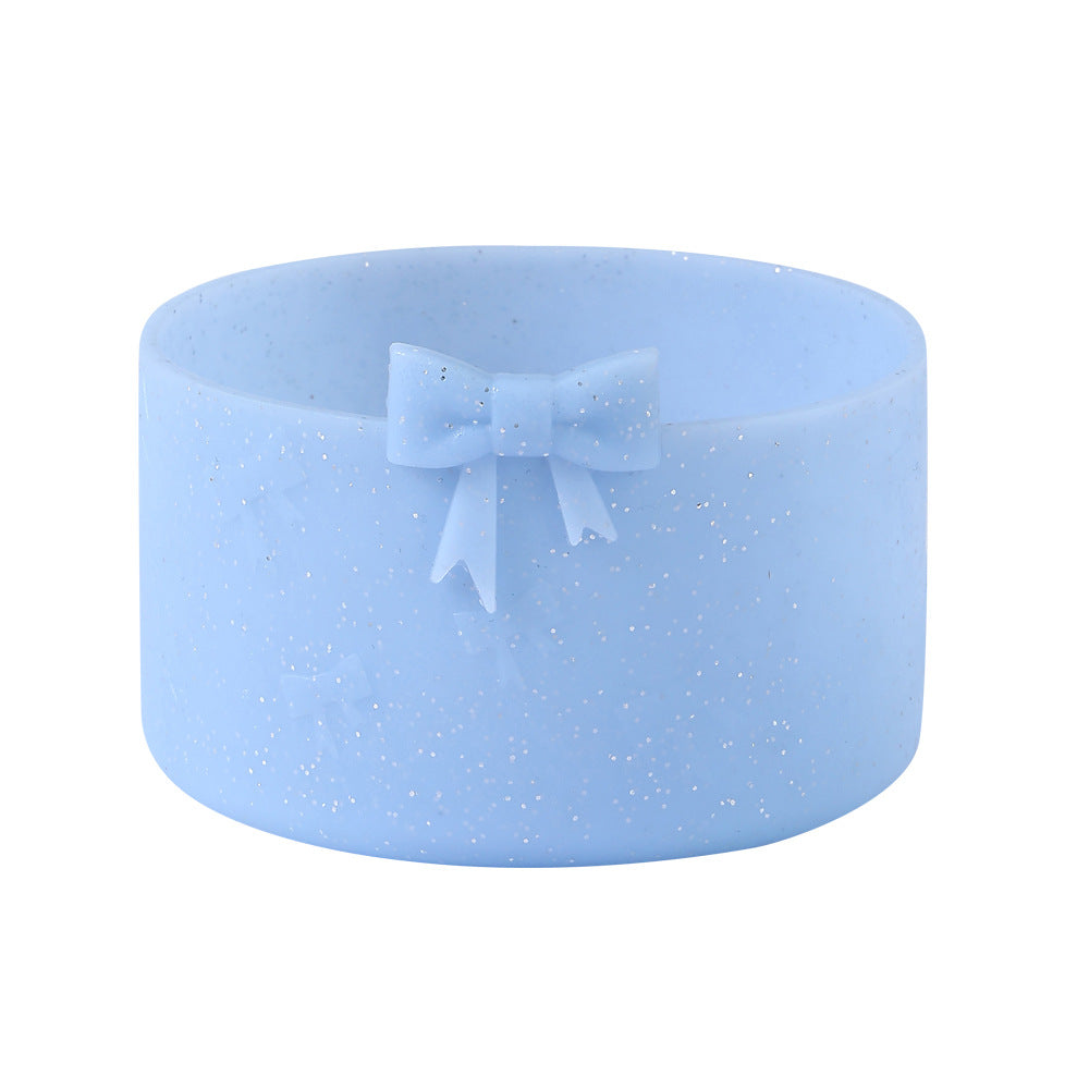Wholesale new silicone cup cover non-slip cup cover three-dimensional bow 7.5CM ice bully cup universal base